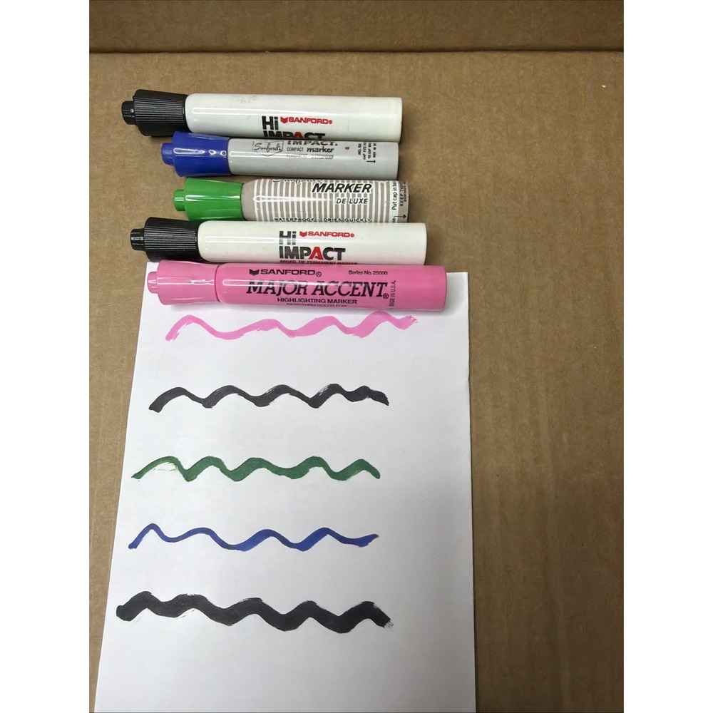 Vtg Permanent Marker Lot Sanford King Hi-Impact Some Smelly & Major Accent